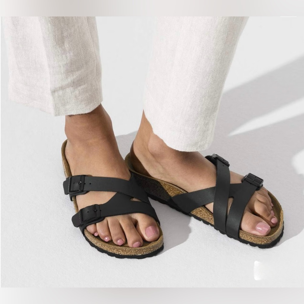 Birkenstock Yao Balance Shiny Neon Orange Double Strap Sandals - Picture 8 of 8